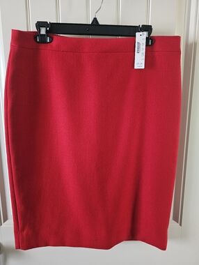NWT Cherry Red J. Crew No. 2 Pencil Skirt Wool 12